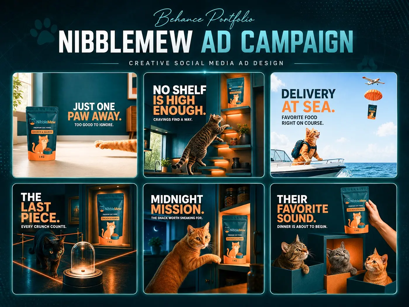 NibbleMew cat food campaign visual